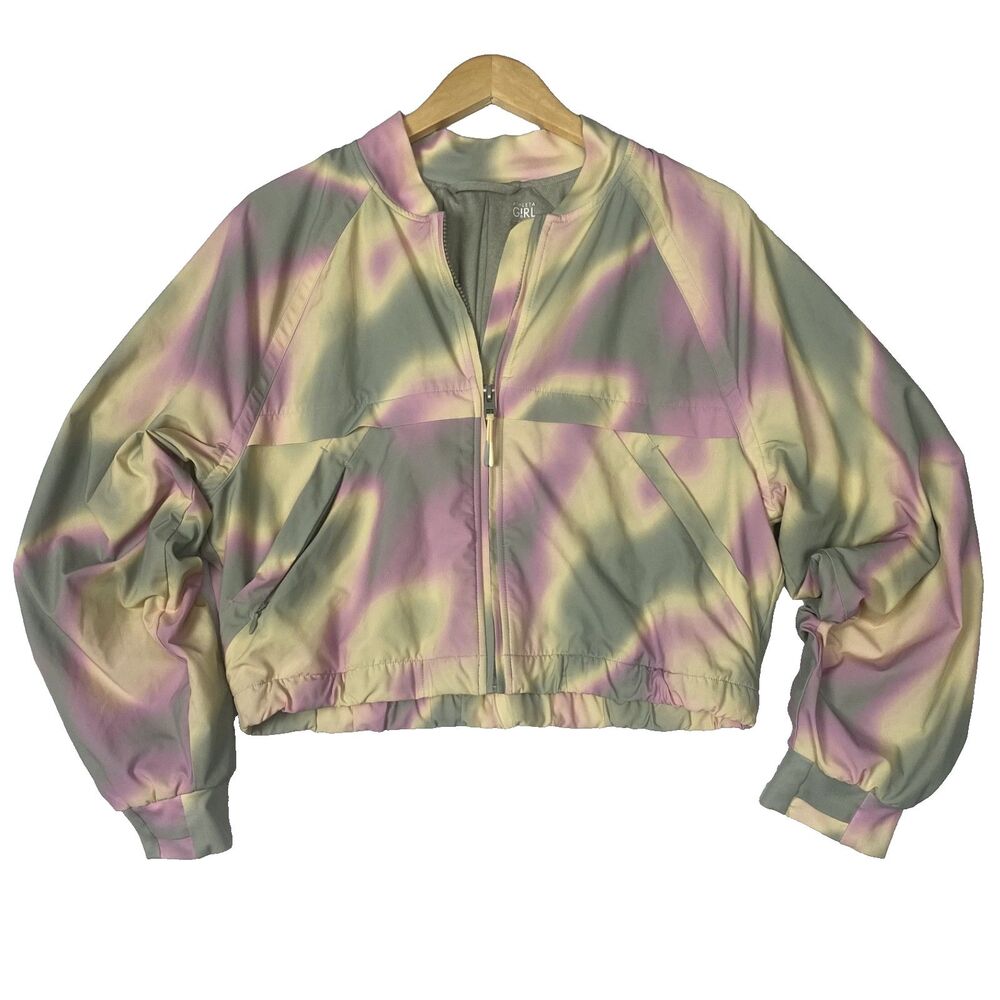 ATHLETA GIRL GOOD DAYS  BOMBER  XXL 16 Green Lily Pond Yellow